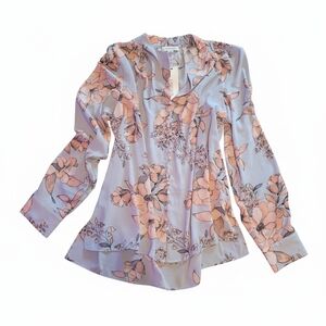 NWT Calvin Klein Womens Large Floral Blouse Decorative Button Detail Spring
